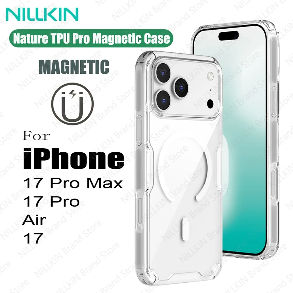 Nillkin For iPhone 17 Pro Max / 17 Pro MagSafe Case Nature TPU Pro Shockproof Transparent Magnetic Cover For iPhone17 / Air