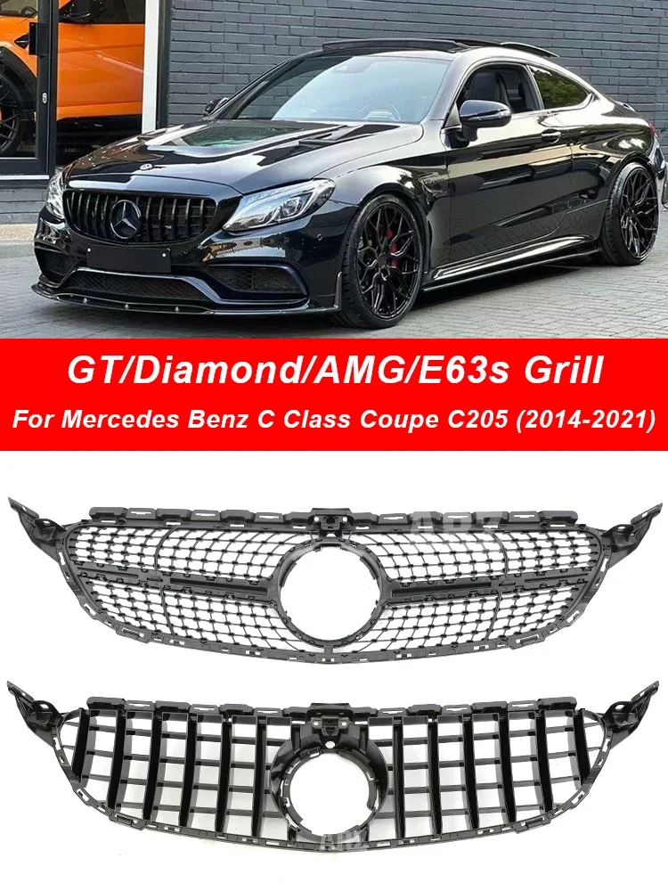 

Front Bumper Radiator Diamond AMG GT E63S Grille Silver Black Grill For Mercedes Benz C Class W205 2014-2021 C180 C200 C300 C350