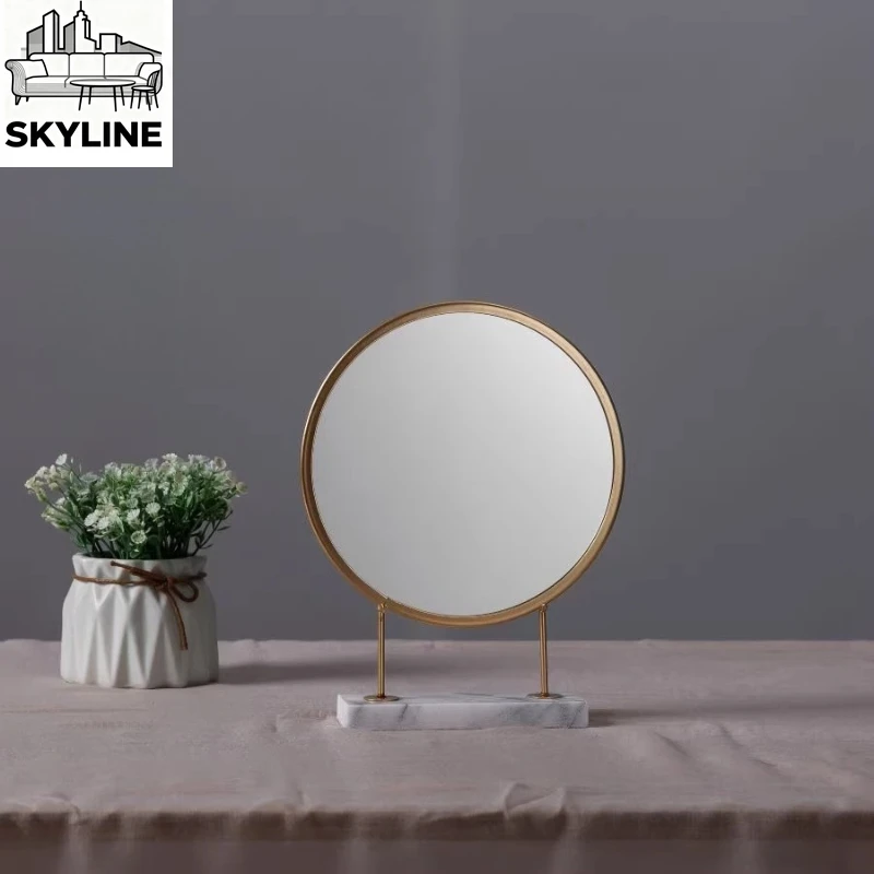 

Simple marble makeup mirror dressing mirror dormitory desktop high definition mirror ornament