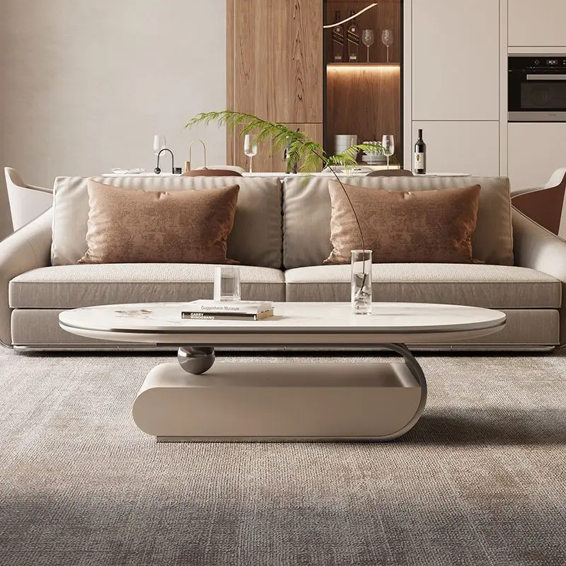 Rock slab coffee table living room oval senior household small apartment table combination