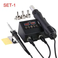 8898 Heat Gun Electric Soldering Iron Dual Digital Display 2 in 1 Welding Station Welding Maintenance Tool Combination EU Plug