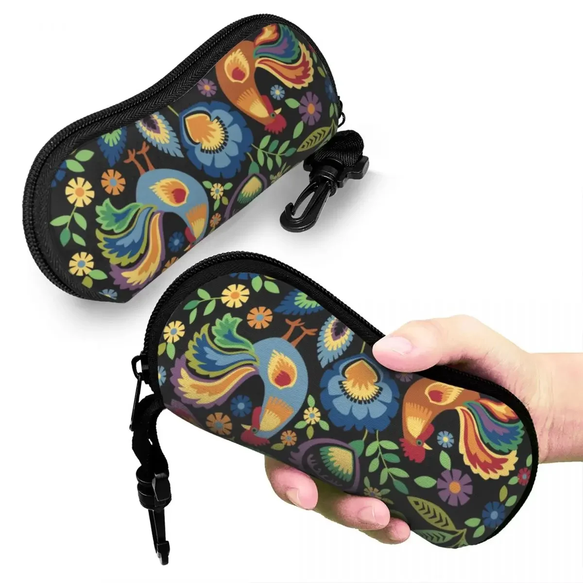 Custom Folk Roosters Shell Glasses Case Unisex Fashion Poland Polish Art Eyeglasses Case Sunglasses Protector Box