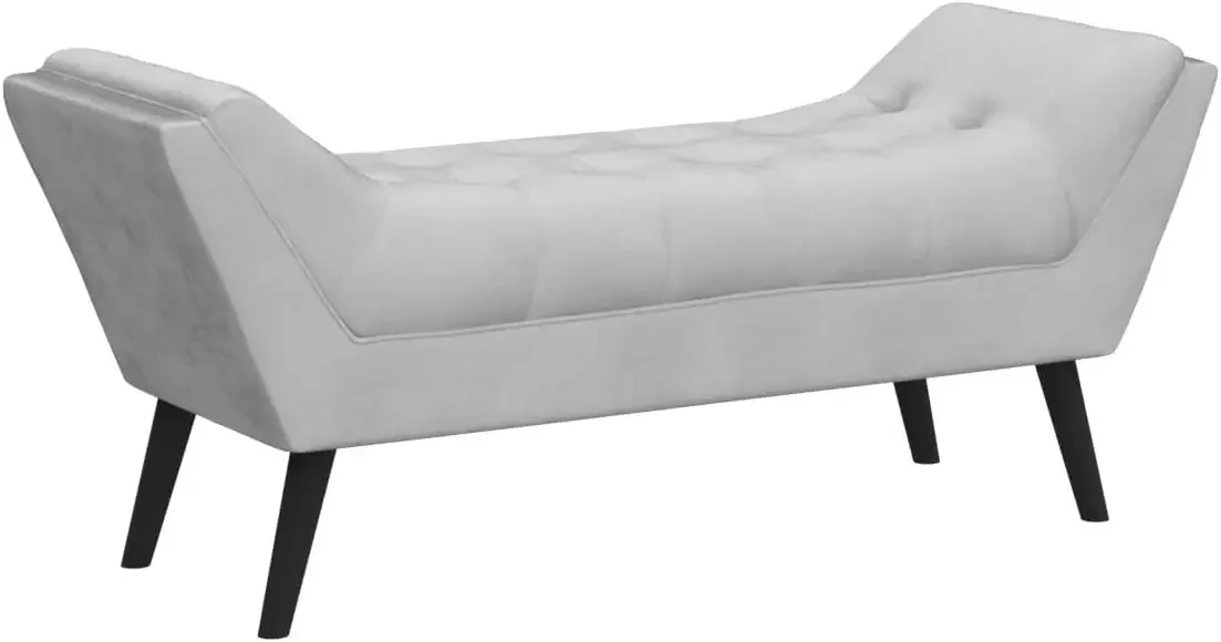 Tufted Bed Bench Fabric Ottoman Footstools for Bed Room -Gray