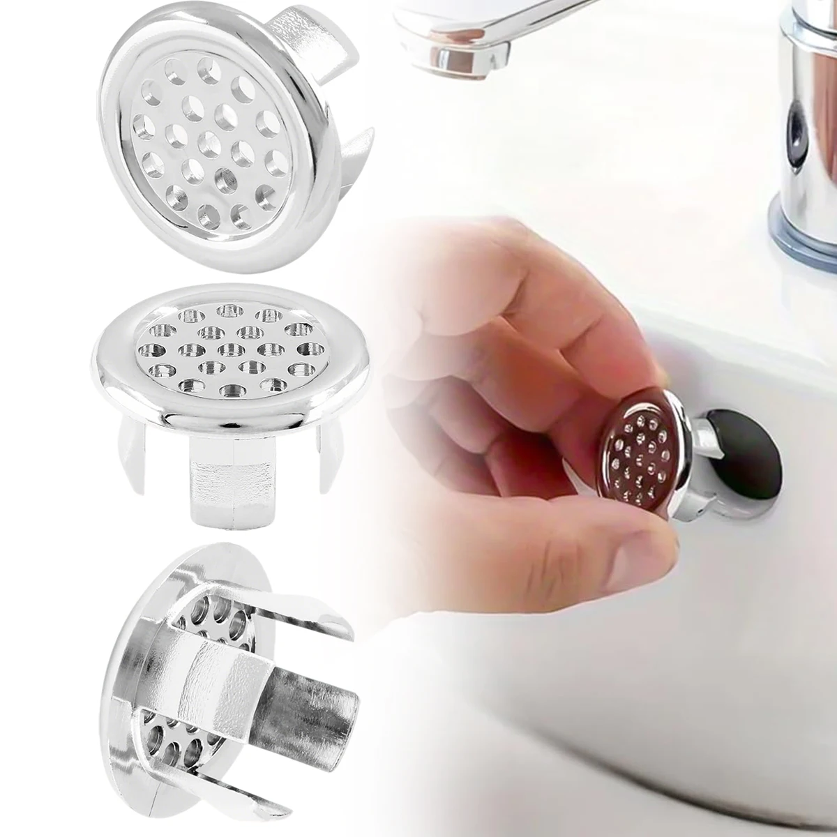 

2/4 PCS Sink Overflow Hole Cover Ring Round Bathroom Kitchen Vanity Basin Drain Trim Cap Electroplated Plastic Insert Decoration