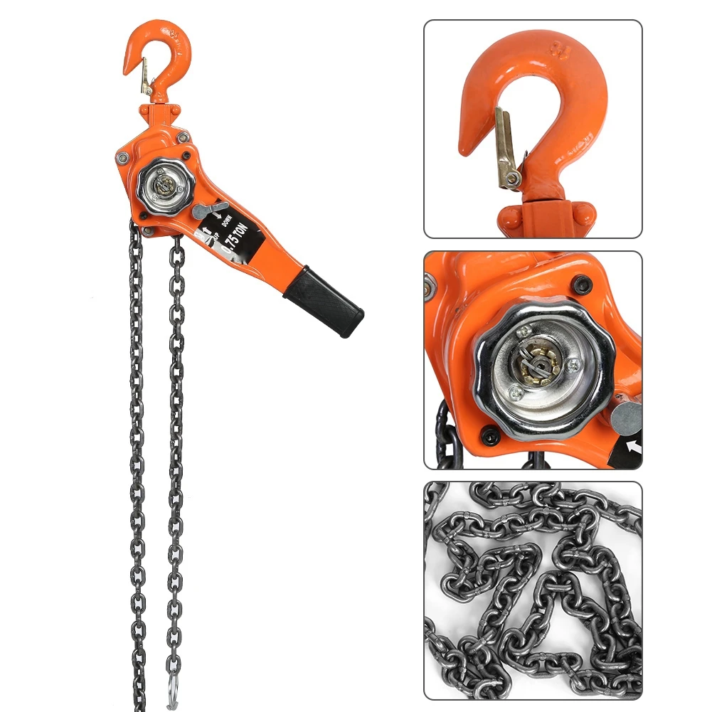 0.75t Orange Color Chain Block Hoist Ratchet Hoist Ratchet Lever Pulley Lifting 3meters