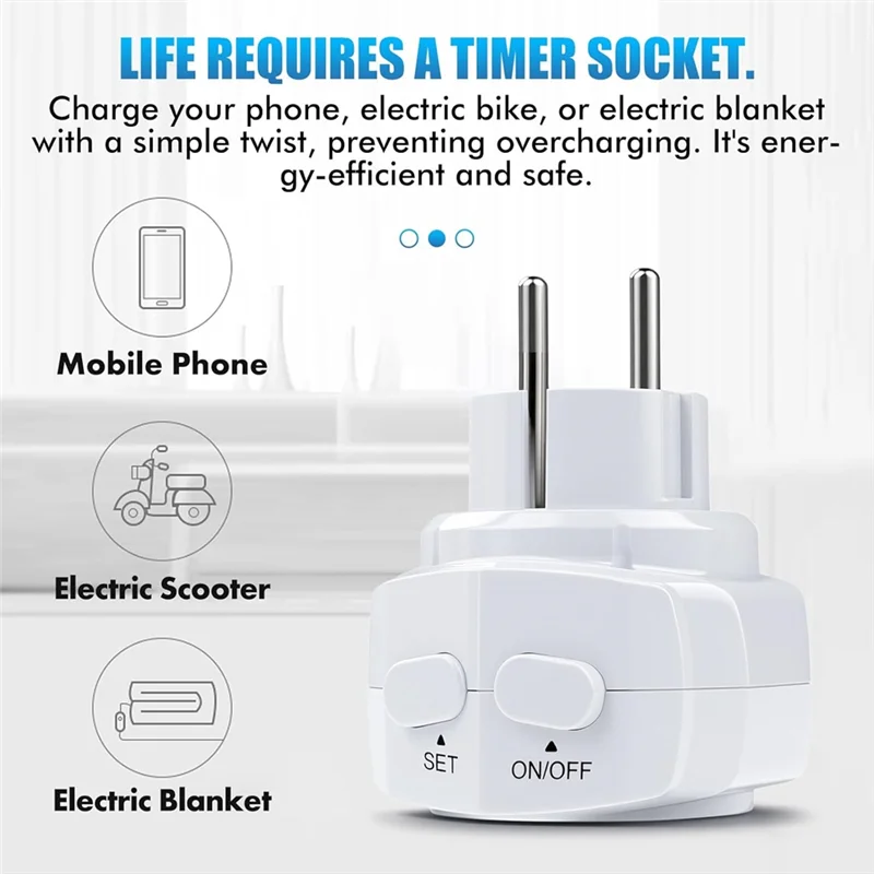 T98C-LED Display Timer Switch Socket, 12 Time Ranges, 2 Button Countdown Function Status For Lighting And Household EU Plug