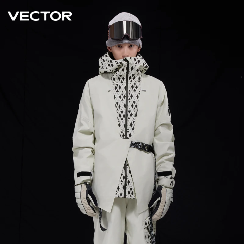 VECTOR Men and Women 3L Partial Cotton Skiing Jacket Windproof and Waterproof Nylon Full Pressure Rubber Outdoor Skiing Clothes