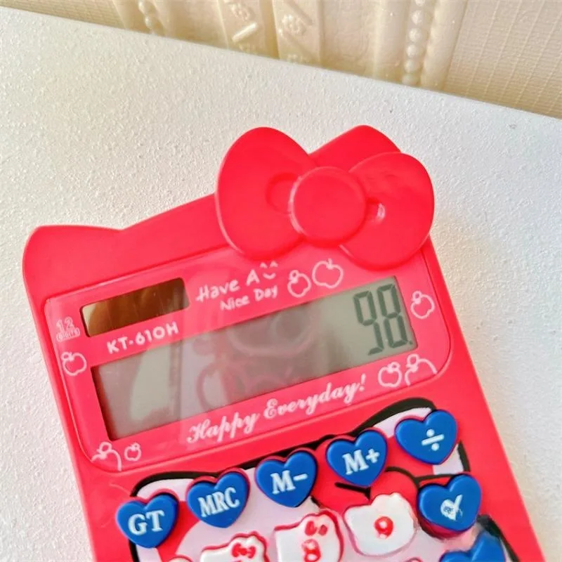 سانريو مرحبا كيتي أنيمي آلة حاسبة التعلم الشمسي آلة حاسبة الكمبيوتر الإلكترونية مدرسة مكتب الكرتون لوازم مكتبية هدية #4