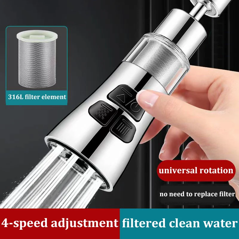 

Универсальный поворотный удлинитель для кухонного смесителя с фильтром для очистки воды, 3-режимный, с защитой от брызг, насадка-адаптер