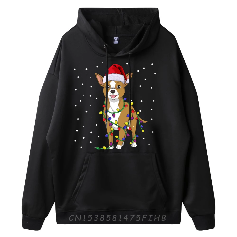 Chihuahua Christmas Dog Printed Hoodie Moderate elasticity New Year 2025 Sweatshirts