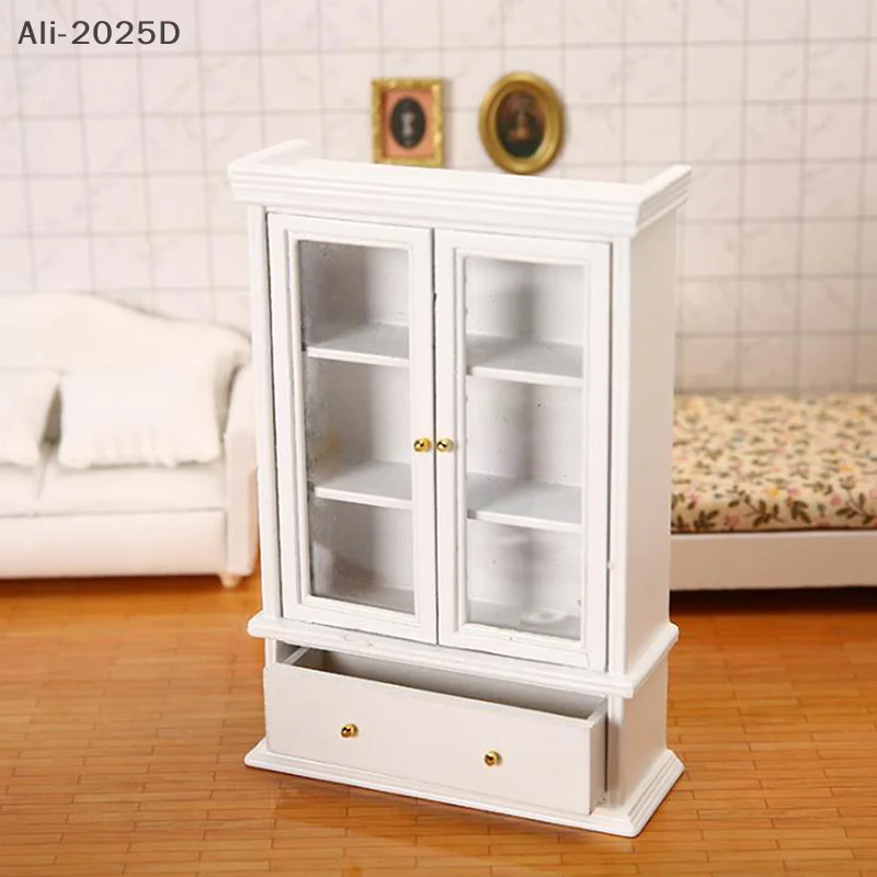 

1:12 Dollhouse Miniature Wooden Furniture White Cabinet Dollhouse Accessories