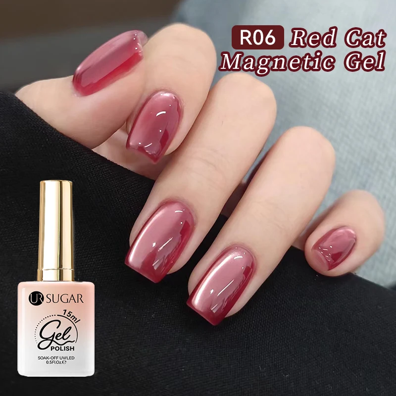 UR SUGAR 15ml  Withered Rose Cat Magnetic Gel Nail Polish White Dopamine Nail Sparkling Glitter Soak Off UV LED for Manicure Art