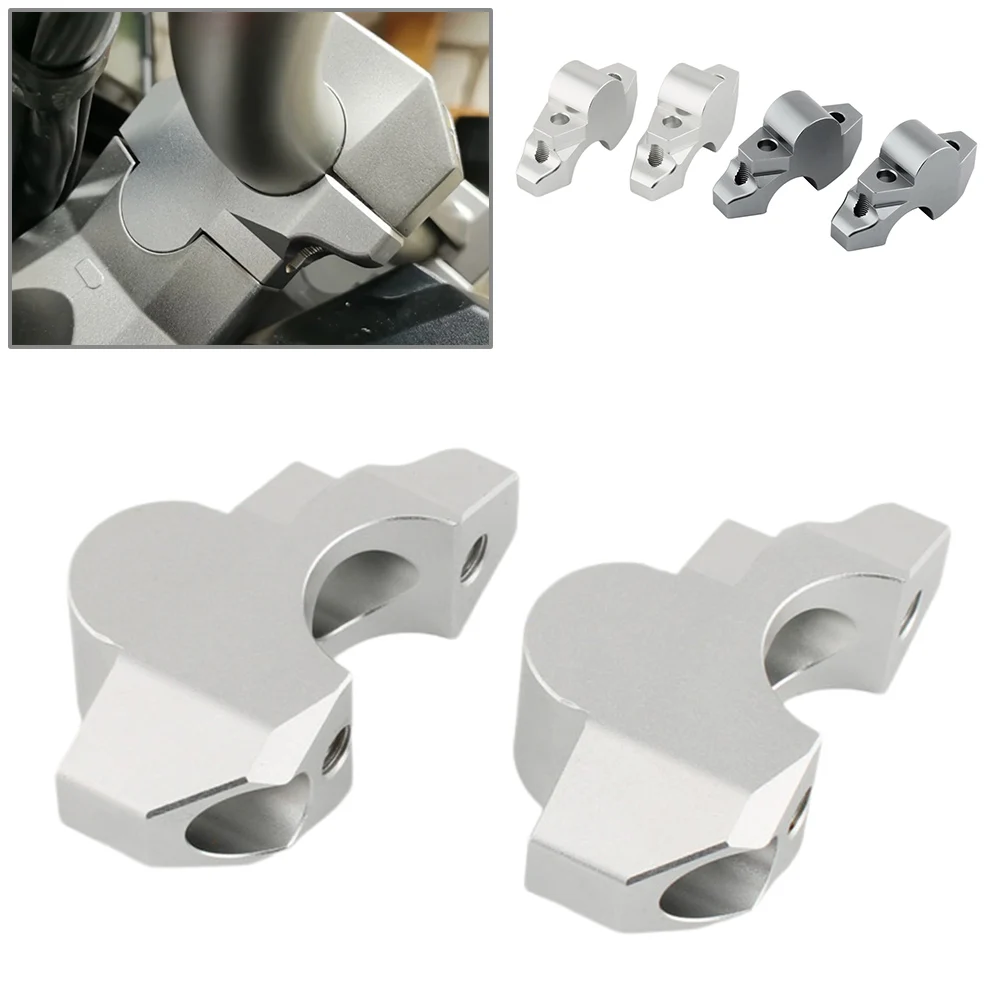 Aluminum Motorcycle Handlebar Riser Clamp Mount Adapter Extend Silver/Titanium 1Pair For Honda X-ADV 750 ADV150 160 350