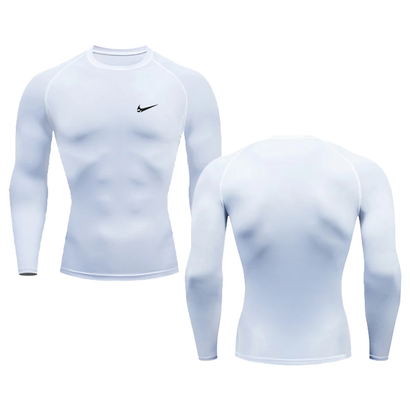 T-shirt de compression à manches longues pour homme, survêtement serré, exercice, fitness, jogging, fitness, plongée créative, été, 2024