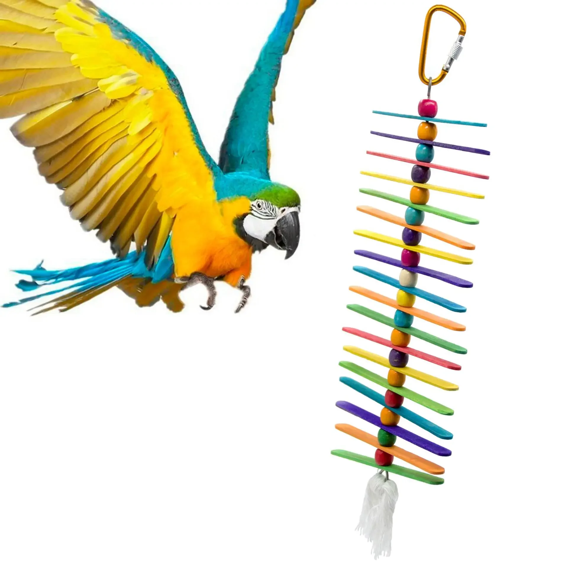 1PCS Parrot Gnawing Toys Colored Chips Climbing Stacks  Frames Birdcage Accessories Cloud Ladder Multi-layer Swing