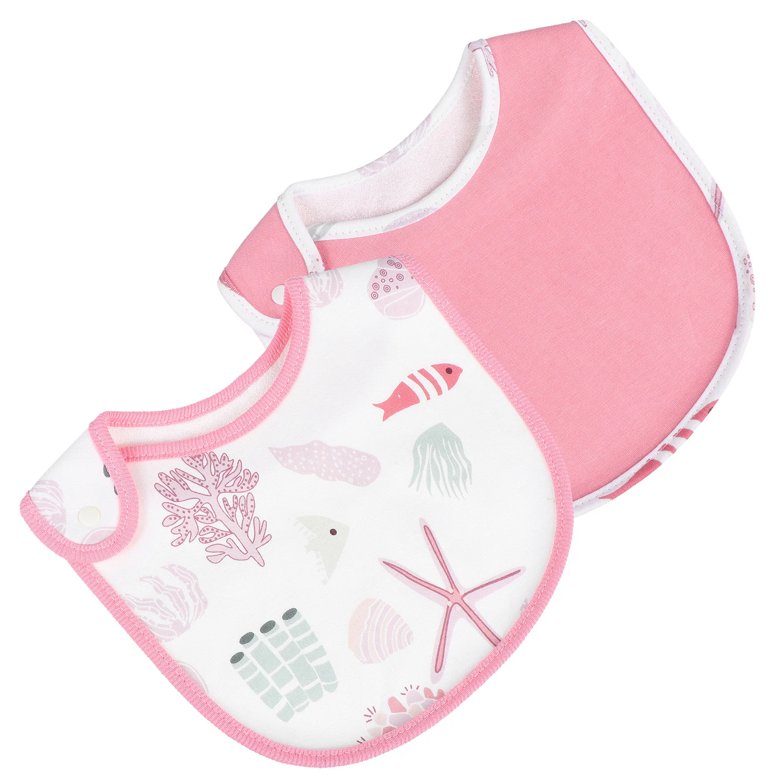 

2Pcs Cotton Baby Bibs Infant Saliva Bibs Combed Pure Cotton Skinfriendly Washable Reusable Snap Button Design Exquisite Cartoon