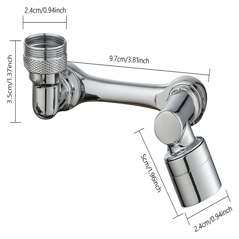 Aerador de torneira rotativa multifuncional Braço robótico giratório Filtro de água Torneira Bubbler, Sink Fit, 1080 graus