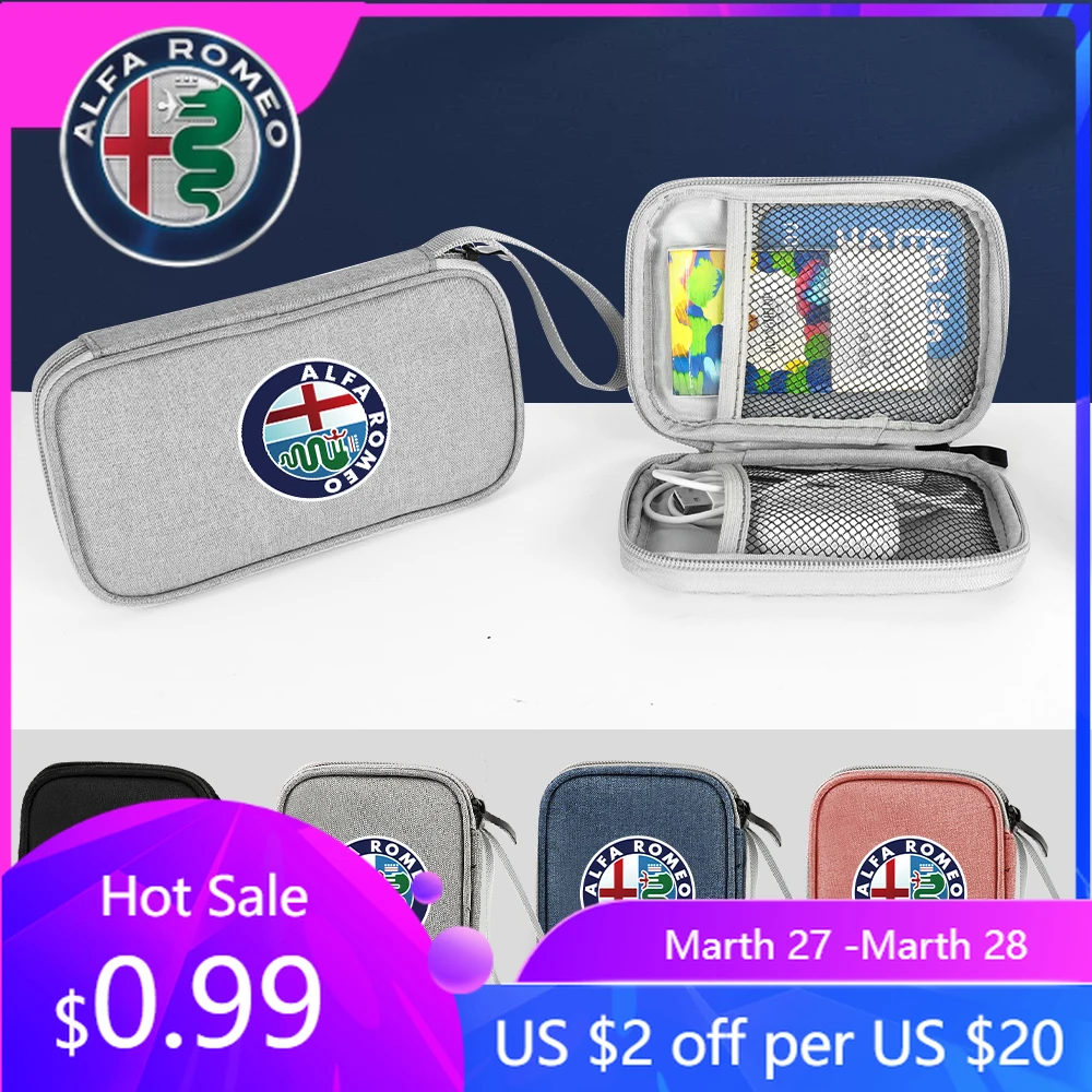 

Для Alfa Romeo: 1 шт. автомобильный органайзер для хранения цифровых аксессуаров, коробка для хранения USB-кабелей для Alfa Romeo Giulietta, GT, 159, 147, 156, Mito, Brera, Giu