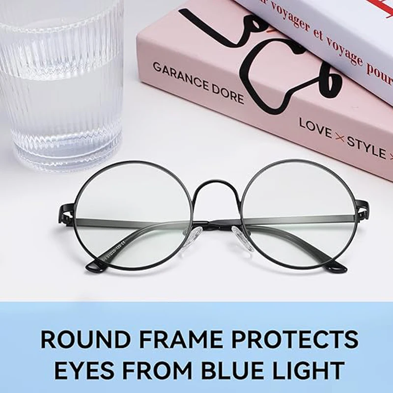 Men And Women Retro Round Blue Light Computer Mirror Reading Playing Games Eye Protection Decorative Glasses image 6