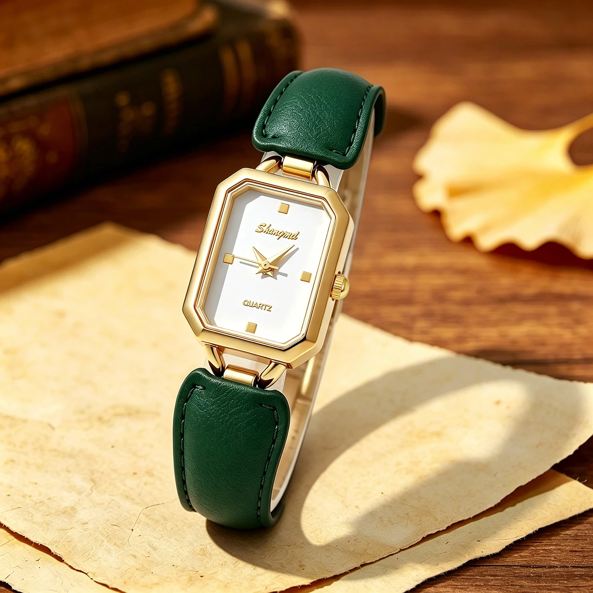 Women Octagonal Square Quartz Watches Leather Strap Minimalist Analog Wristwatch Elegant Ladies Daily Dress Watches