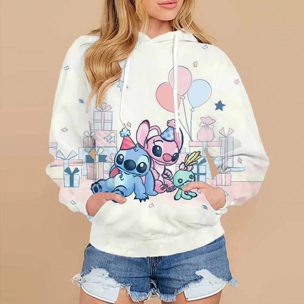 

Hot Sale Kawaii Funny Disney Stitch Hoodies Women and Men Cartoon Clothing Lilo & Stitch Sweatshirt Comic Hoodies Kids Y2k Tops