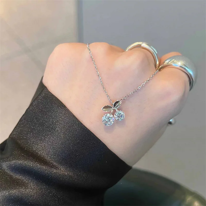 

Изысканное и милое женское ожерелье с вишневым кулоном, простое и нежное, свежее, в виде цепочки на шею, свадебное украшение, подарок