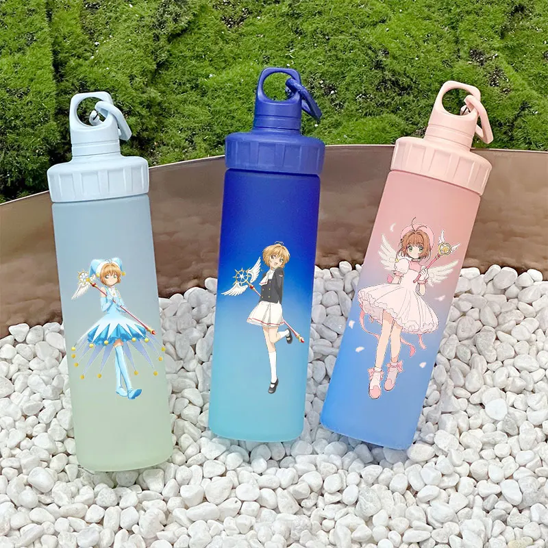 Card Captor Sakura 21oz Children's Water Cup 600ml Water Level Mark Adult's Sport Water Bottle Hiking Buckle  Anti Loss Gradient