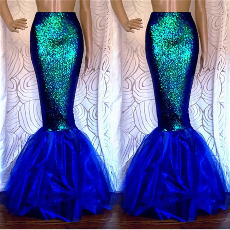 Fantaisie Gonna a sirena Donna Party Fantasia Gonne lunghe lunghe per Natale Costume cosplay falda de fiesta