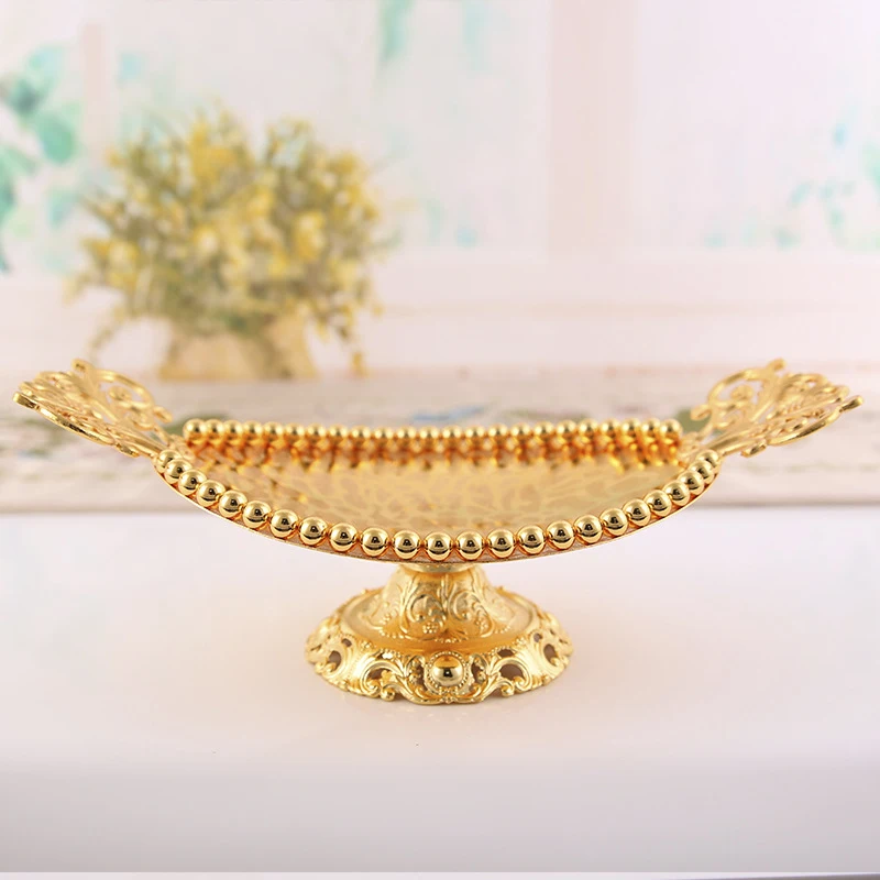 

PEANDIM Creative Gold Oval Style Tray Metal Plate Home Fruit Pastry Charger Wedding Party Cake Dessert Snack Trays Decorative