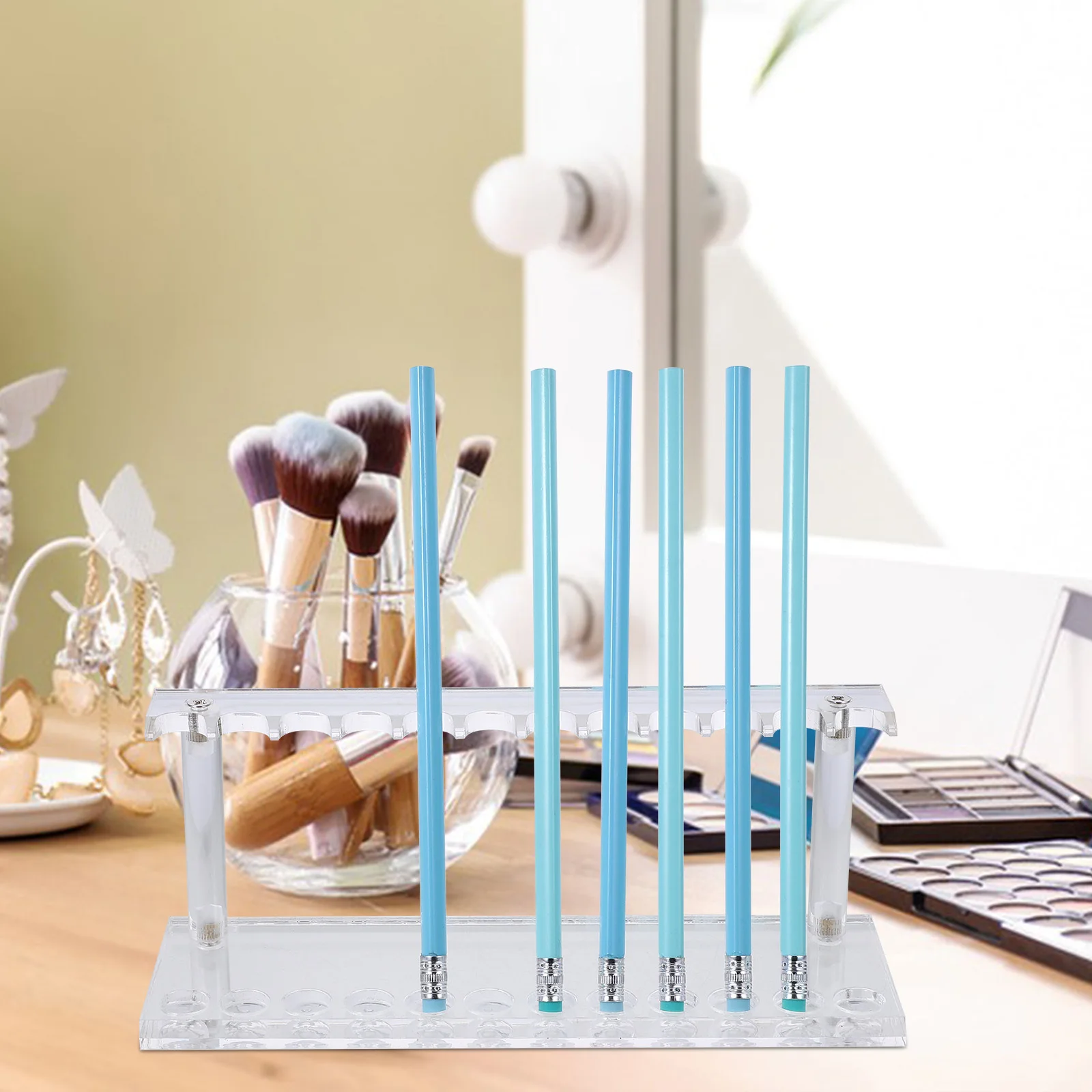 

Прозрачные акриловые настольные аксессуары, подставки для ручек, многофункциональный держатель для хранения ложек и вилок, простой дизайн, подставка для посуды