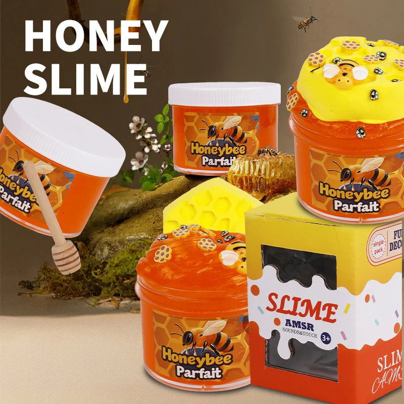 250ML Slime Bee Head Glue DIY Crystal Mud Slime Kit Making Set Bubble Gel Toys For Girls And Boys, For Kids Slime Set Party Kit