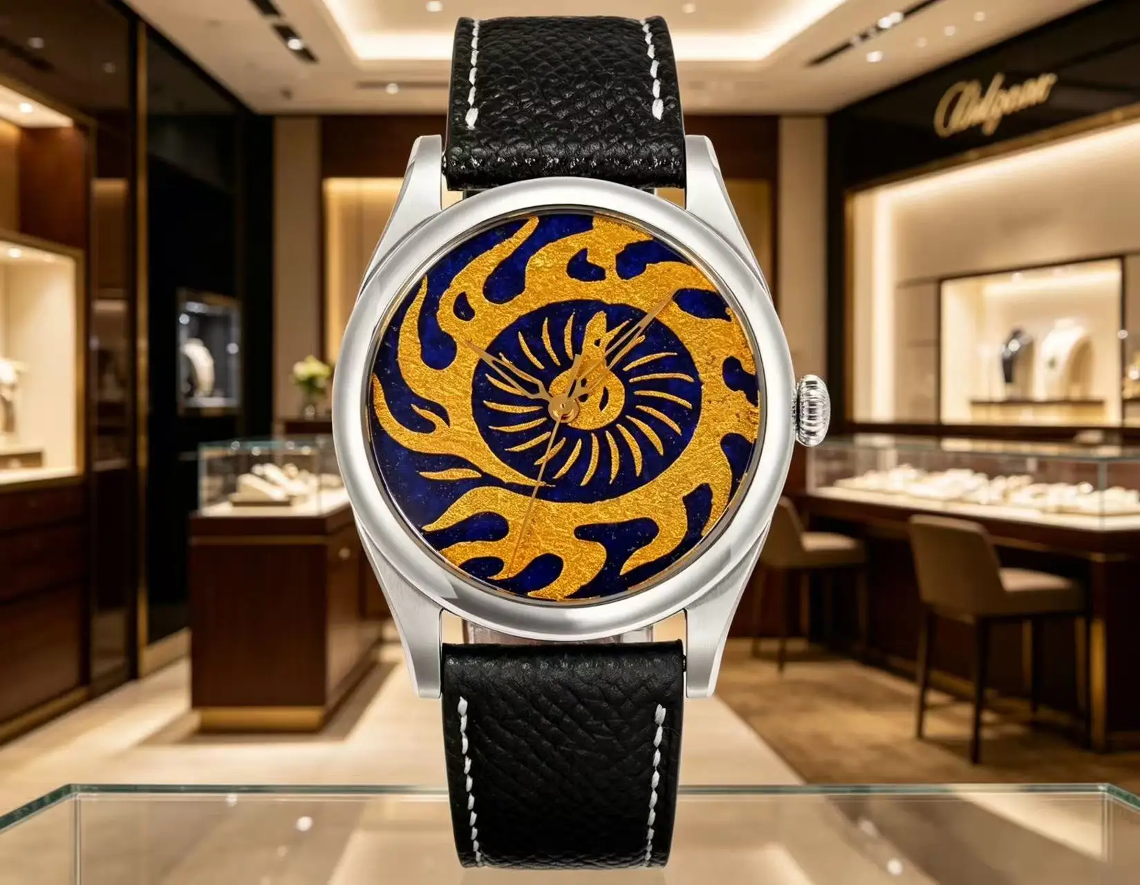 HUASUO 38MM Watch Ancient Egyptian Secret Pattern PT5000/SW200 Automatic Mechanical Watch 38mm Leather Sapphire 5ATM Waterproof