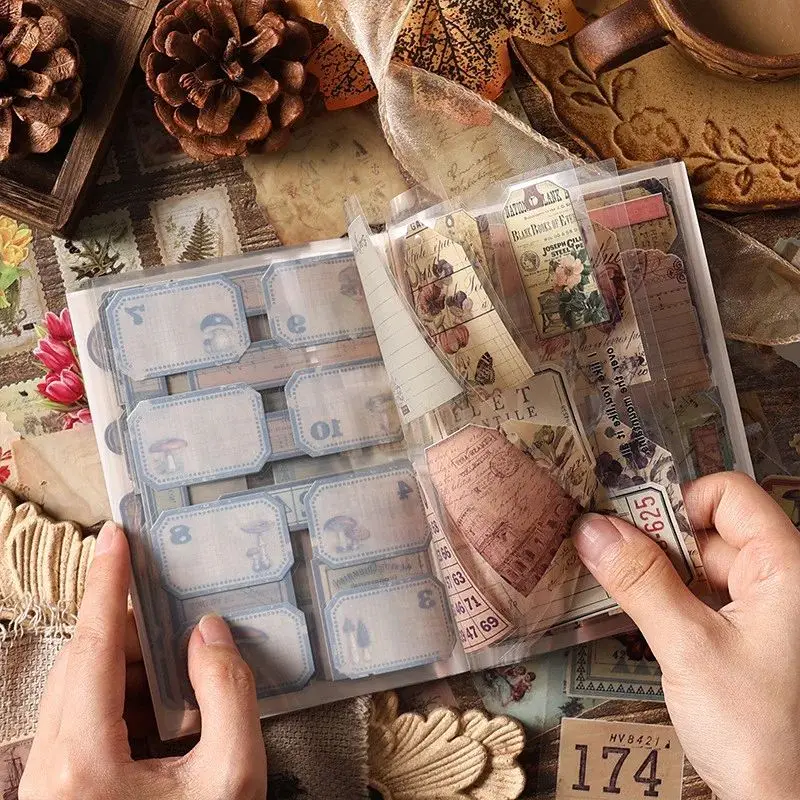 

20 листов винтажных наклеек для скрапбукинга, книги с наклейками из ПЭТ-материала, креативные материалы для DIY-журналов, колажей, принадлежности для ведения дневников, стикеры