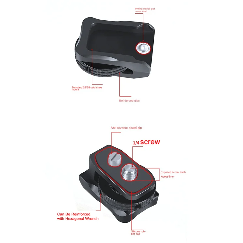 デジタル一眼レフカメラ用ホットシューアダプター,1/4ネジ,360回転,リグ,マイク,モニター,フラッシュライト,コールドシューマウント,タイプA
