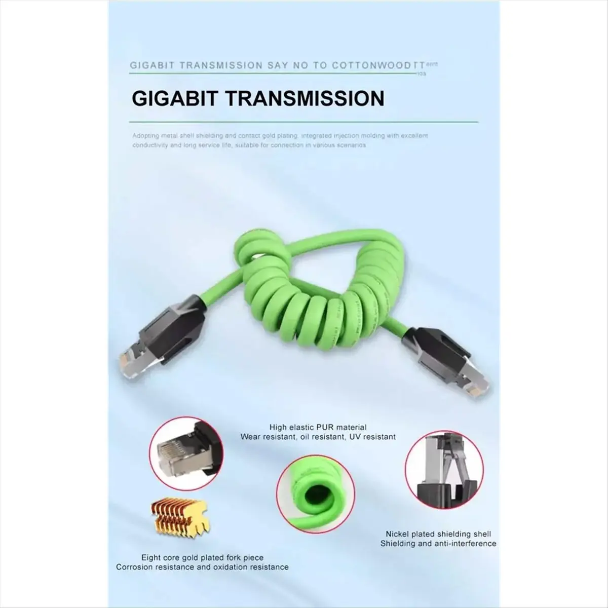 [T28C] CAT6A Gigabit Shielded Spring Network Cable Shielded 8Pin RJ45 Servo Spiral Ethernet Wire CTA6A Industrial Line 5M view 5
