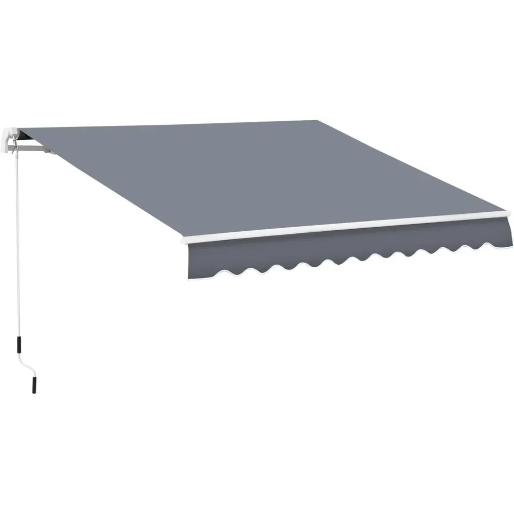 

10' x 8' Retractable Awning, Patio Awnings, Sunshade Shelter w/Manual Crank Handle, UV & Water-Resistant Fabric