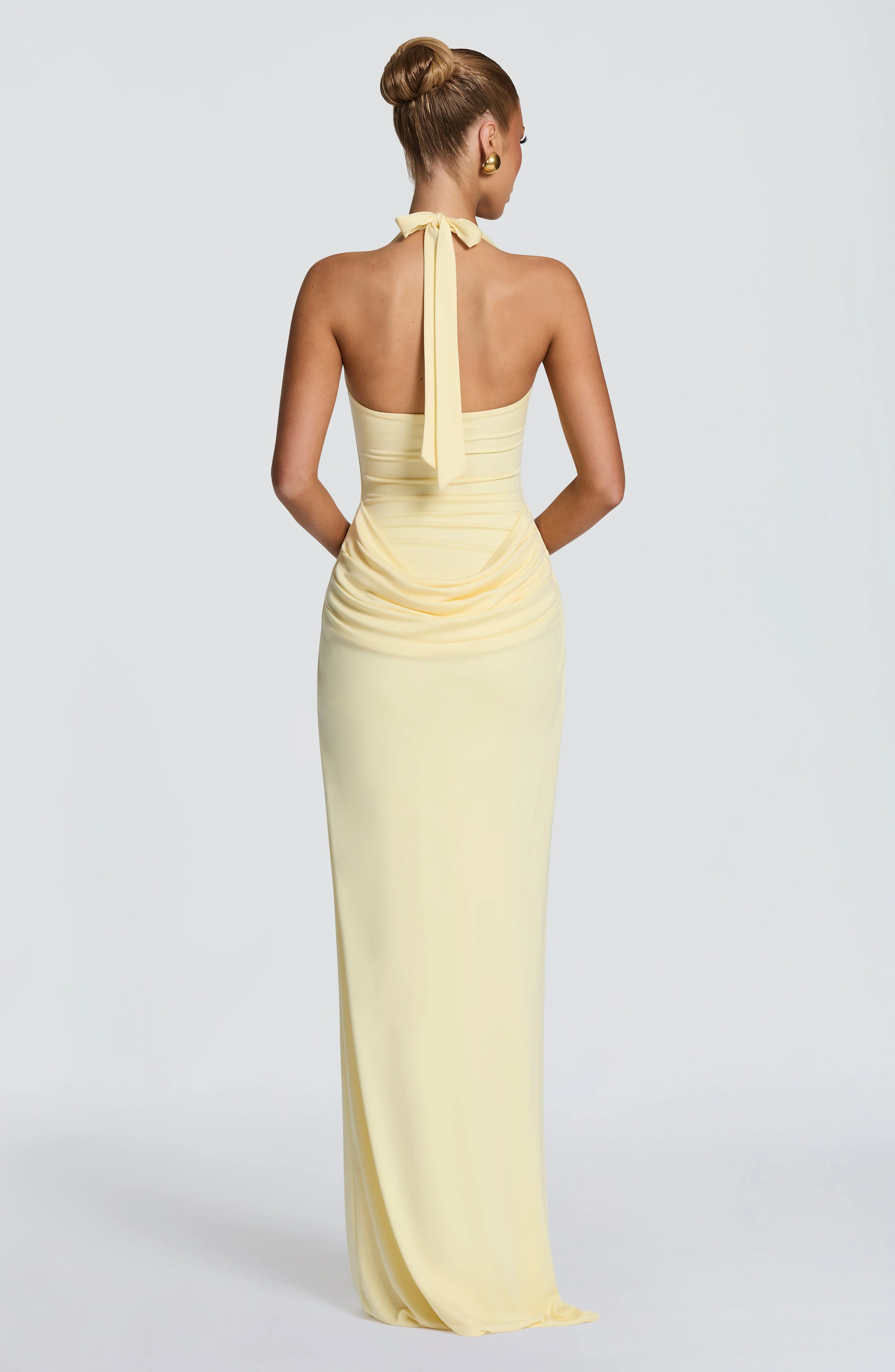 Halter Square Neck Maxi Dress Waist Draped Ruched Bodycon Mermaid Long Gown Elegant Wedding Guest Evening Party Women Dress