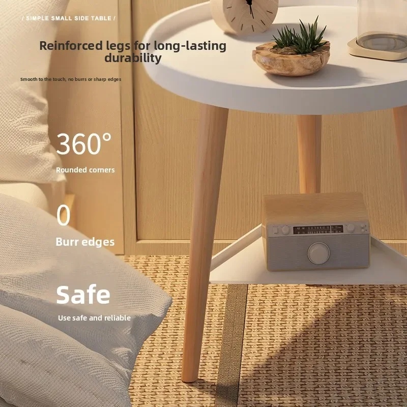Small round table small apartment bedside table bedroom coffee table rack