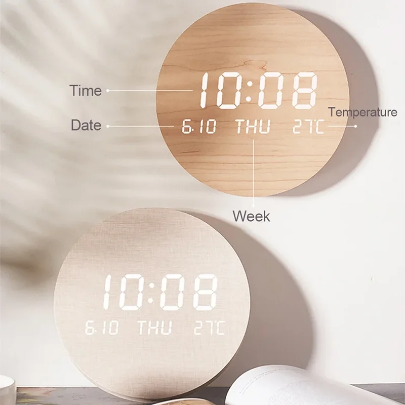 LED Digital Wall Clock Multifunction TEMP Date Time Display for Living Room Home Bedroom Silent Clock Fashion Waterproof Clock
