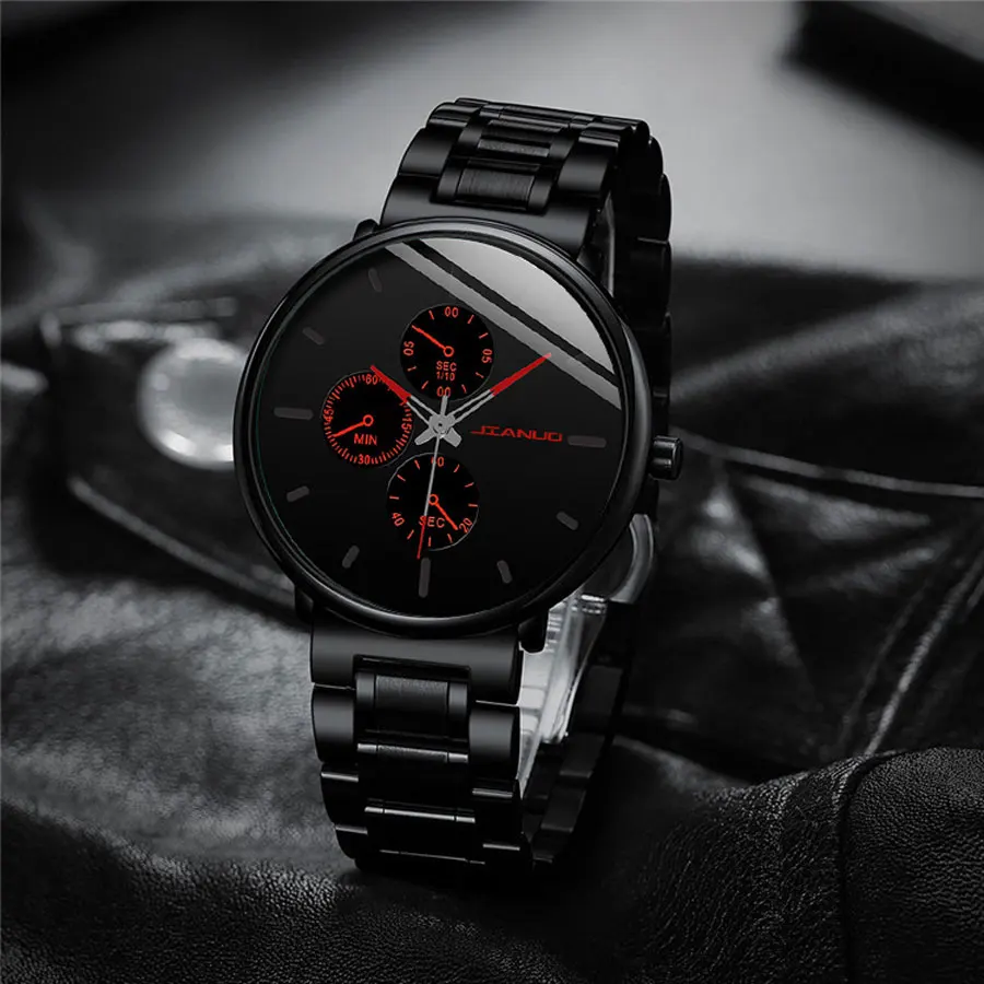 Korean style ultra-thin men\'s watch with stainless steel strap, British men\'s scale, simple quartz watch