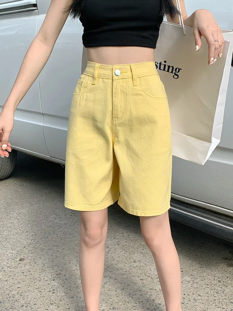 GUUZYUVIZ Casual Vintage Jean Shorts Women Summer Loose High Waist Short Feminino