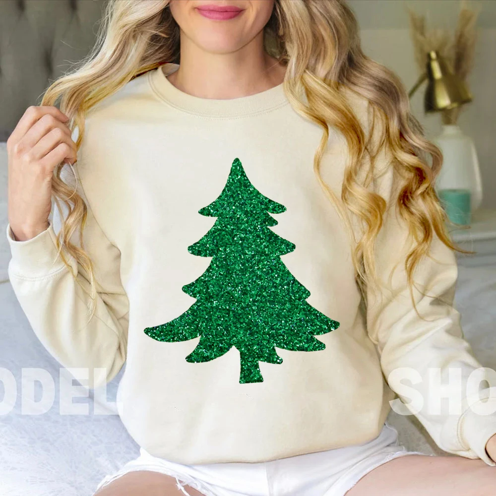 Sparkly Glitter Weihnachtsbaum Hoodie Farben Weihnachten Damen Kleidung Glitzer Baum Damen Kleidung Sparkly Tree Sweatshirt Damen