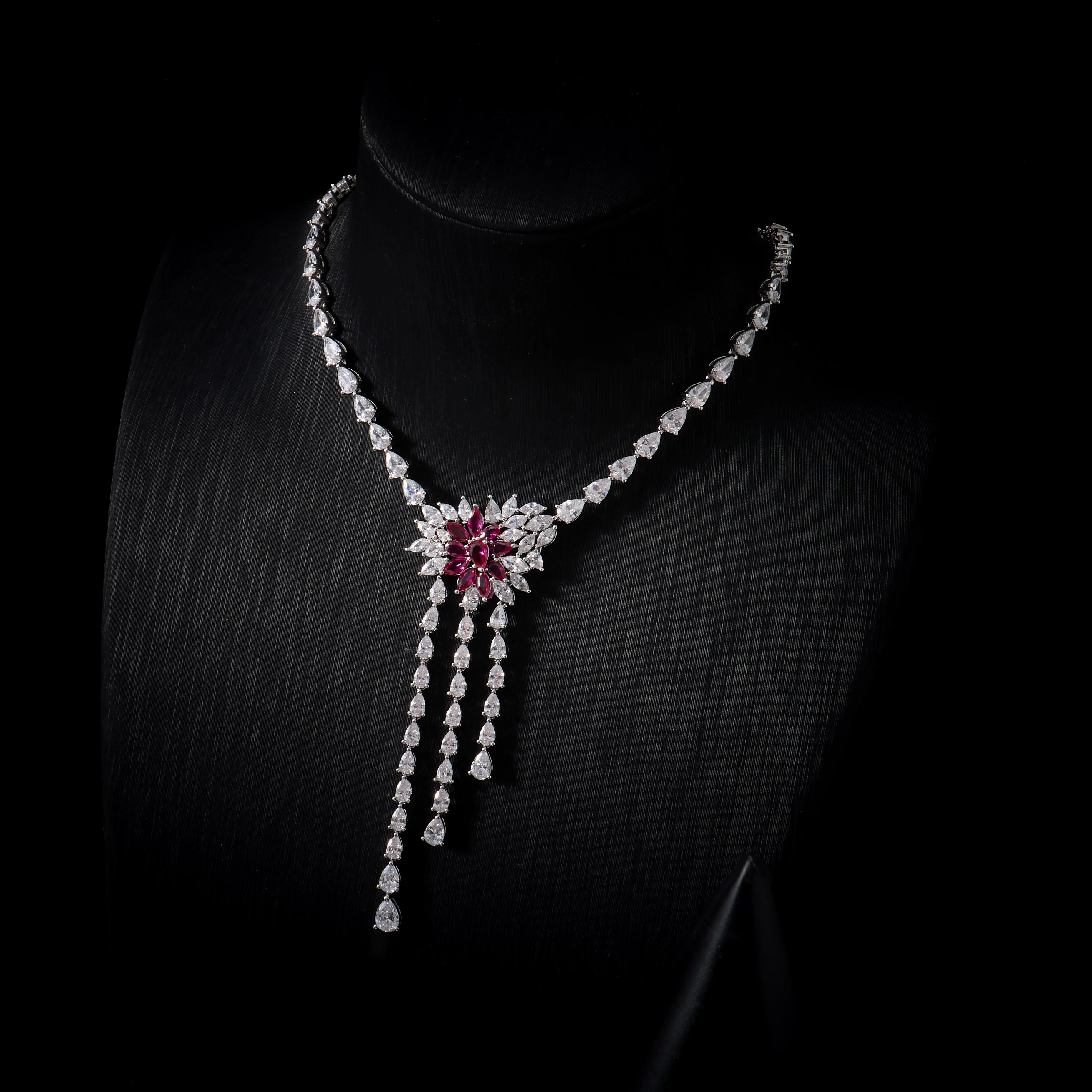 00160 Elegant 4Pcs Women's Jewelry Set Necklace Earrings Bracelet Ring Cubic Zirconia Wedding Jewelry Set for Formal Occasions