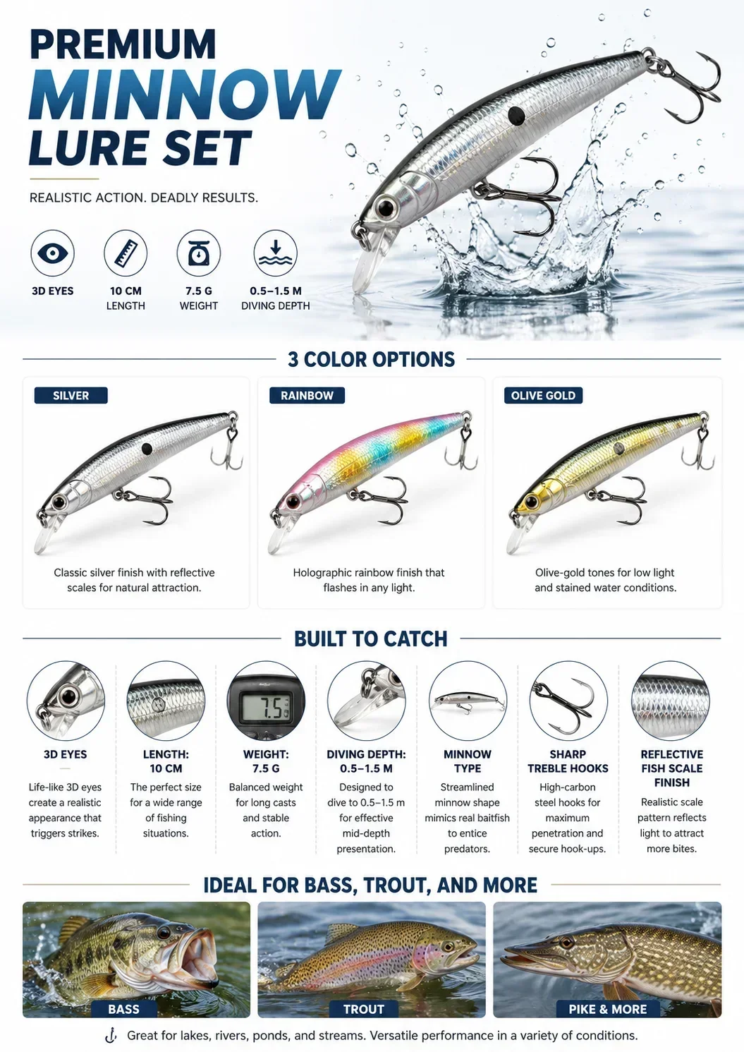 Fishing Hooks Set with Box, High Carbon Steel J Hooks for Bass Trout Carp, Sharp Barbed Saltwater Freshwater