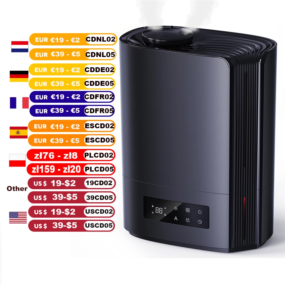6L Luftbefeuchter Schlafzimmer für große Räume, Ultraschallnebel-Aroma-Duft, 7 RGB-Licht für