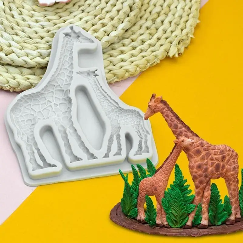 F19B Creative Giraffe Lion Elephant Fondant Cake Silicone Mold Pastry Chocolate Mould Candy Mold DIY Baking Tool