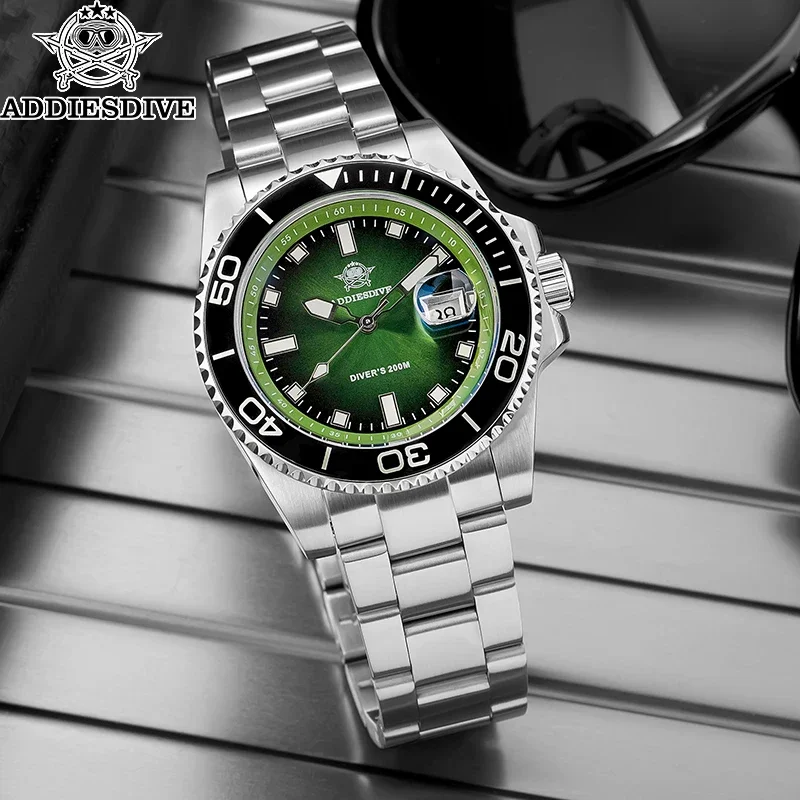 ADDIESDIVE Male reloj hombre Simple Men's Watch Super Luminous Quartz Wristwatch Stainless steel 200M Waterproof Watches AD2089