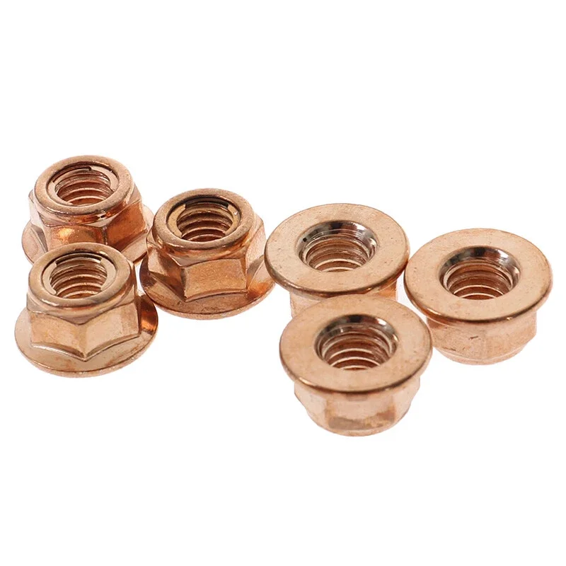 50 قطعة M8 النحاس وامض العادم المكسرات ارتفاع درجة الحرارة المكسرات لملحقات السيارات السحابات