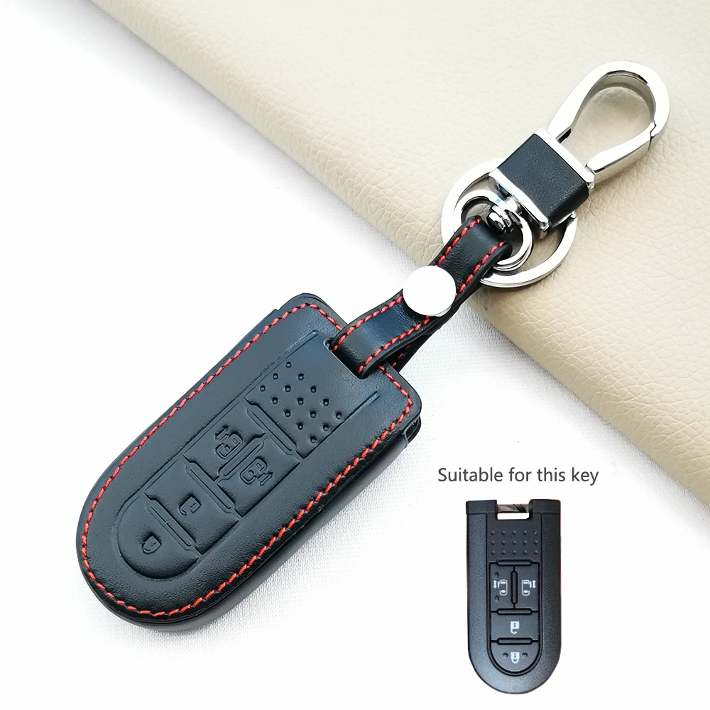 for Toyota Rush Daihatsu Tanto LA600S LA800S LA610S Perodua Smart Case 2/4 Buttons Keychain Leather Car Key Cover