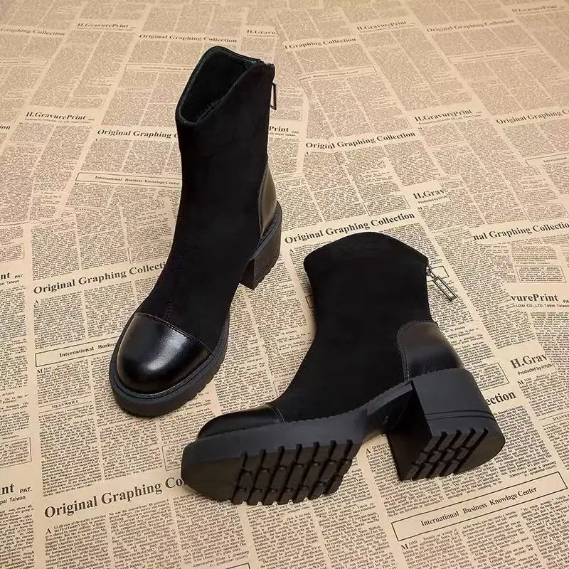 Women's Fashion Design High-heeled Short Boots Spring Autumn New Trends Selling 2026 Luxury Joker Fashion Boots Zapatos De Mujer